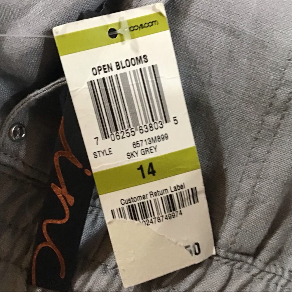 NWT INC 100% Linen Grey Wide Leg Regular Fit Pull On Pants 14 - Picture 6 of 7